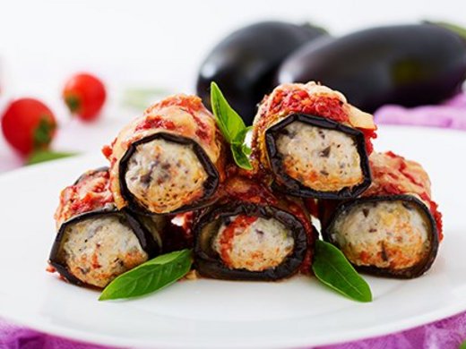 Eggplant (aubergine) rolls with meat