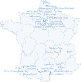 [Translate to Kazakh:] Карта диализных центров NephroCare во Франции 