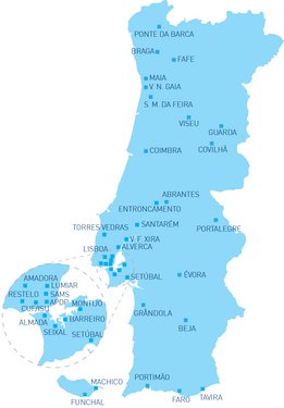 [Translate to Kazakh:] Карта диализных центров NephroCare в Португалии